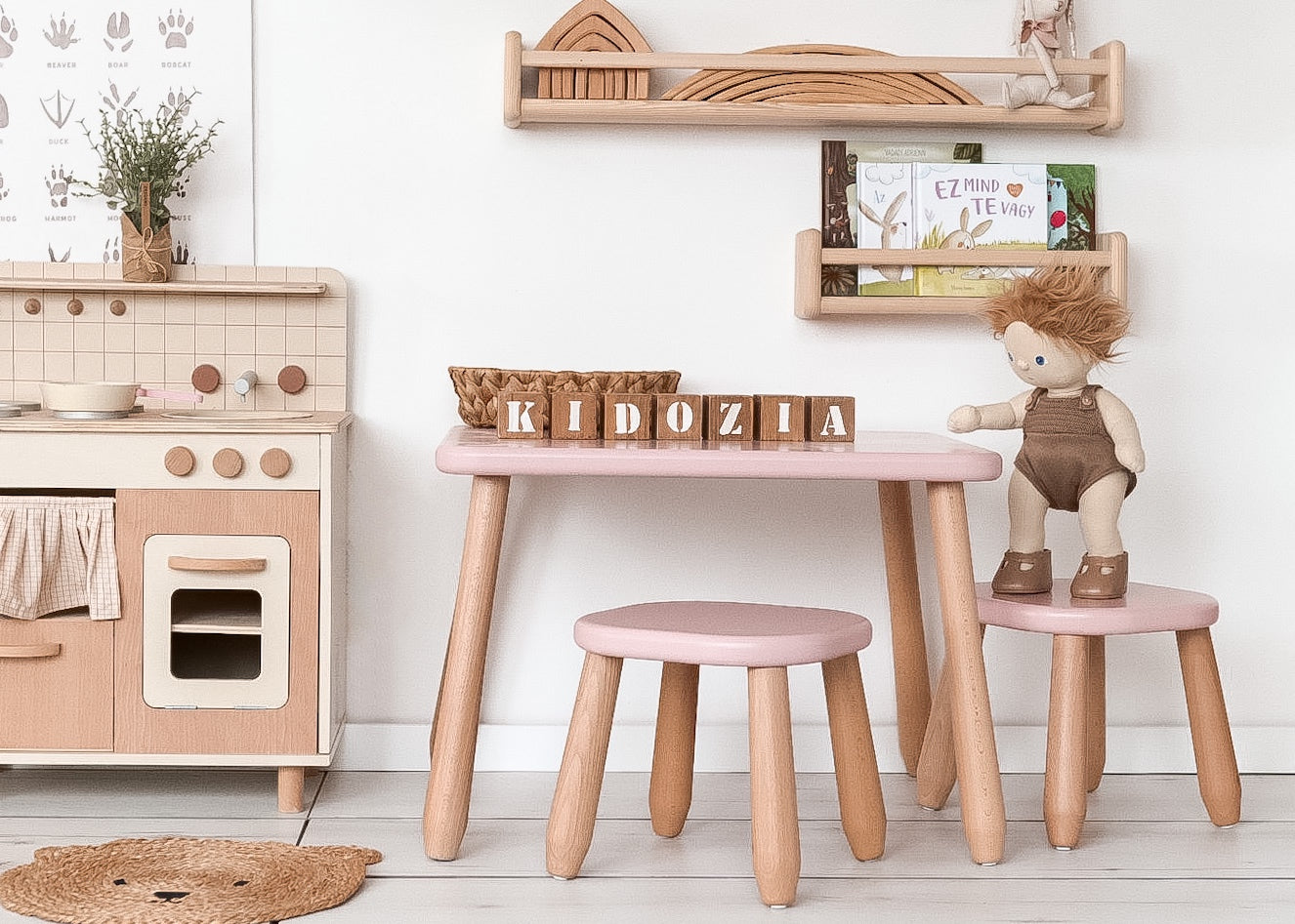 Kids’ Stool - Solid Beech Wood - Montessori-Inspired