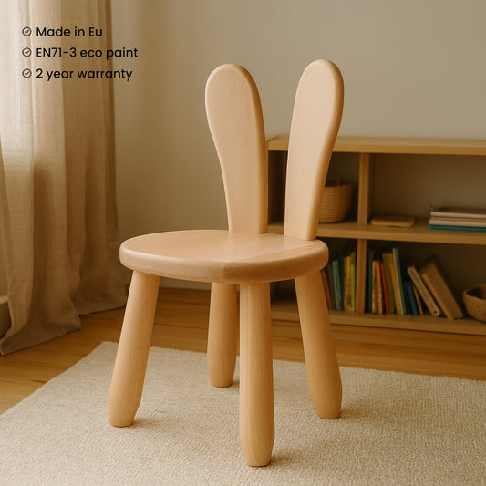 Kids Bunny Chair - Solid Beech Wood - Montessori-inspired