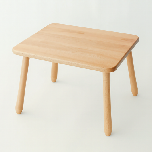 Kids Table - Solid Beech Wood - 60×50 cm, Height 40 cm - Montessori-inspired